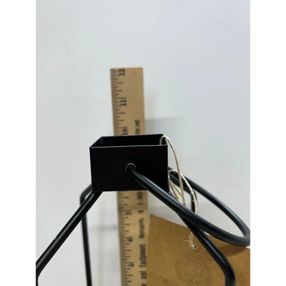 Sign of the Times Black Metal Lantern Wood Base Flameless‎ Candle Holder 303572